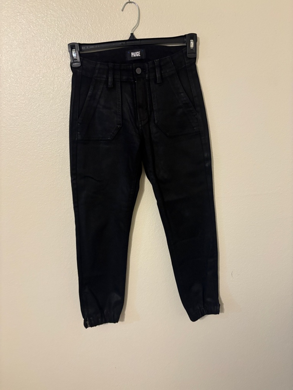 PAIGE Black High-Rise Jogger Pants